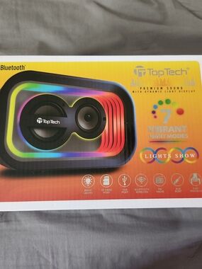 Portable Bluetooth Speaker with 7-Mode RGB Lights - Black